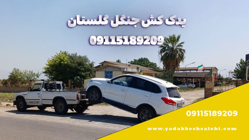 یدک کش جنگل گلستان در حال جابجایی خودرو در مناطق سرسبز و کوهستانی